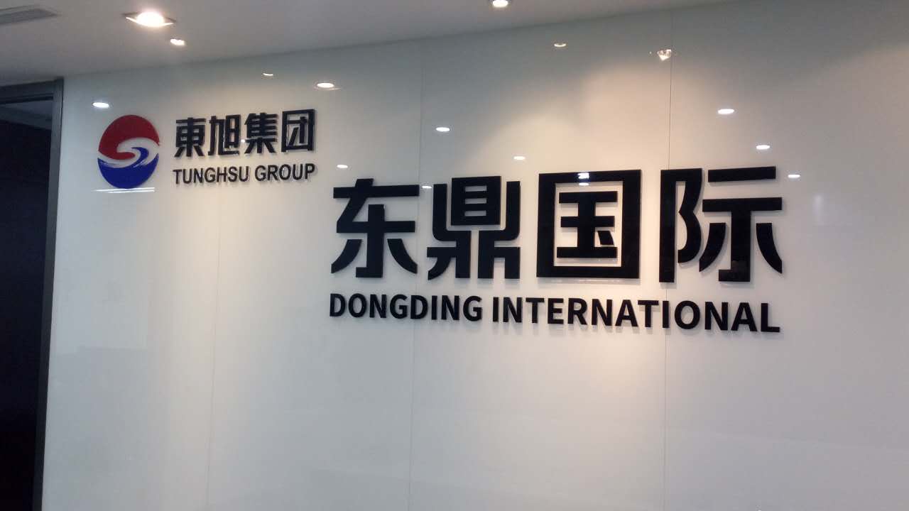 東旭集團(tuán)LOGO背景墻 東鼎國際形象墻效果 